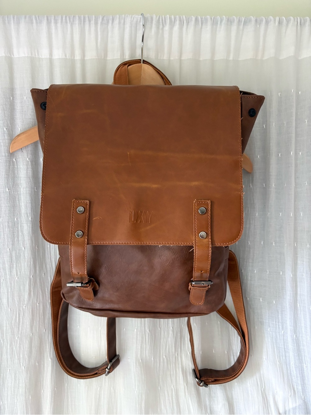LXY vegan leather backpack laptop bookbag